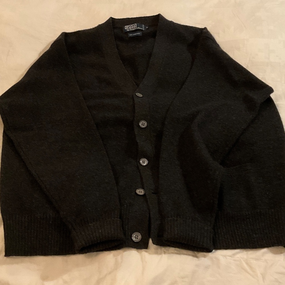 Ralph Lauren Polo Dark Gray Men's Wool Cardigan Sweater